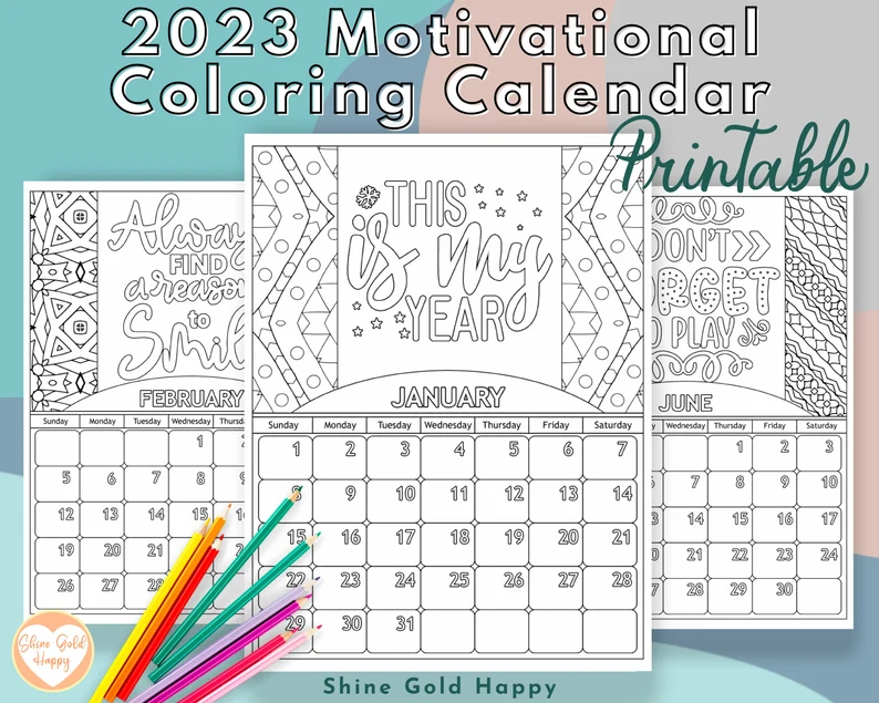 Printable Workout Coloring Calendar 2025 Leila Gemma