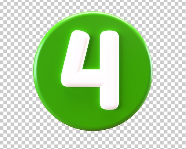 Quatre Num Ro 4 Ic Ne 3d Sur Cercle Vert PSD Premium