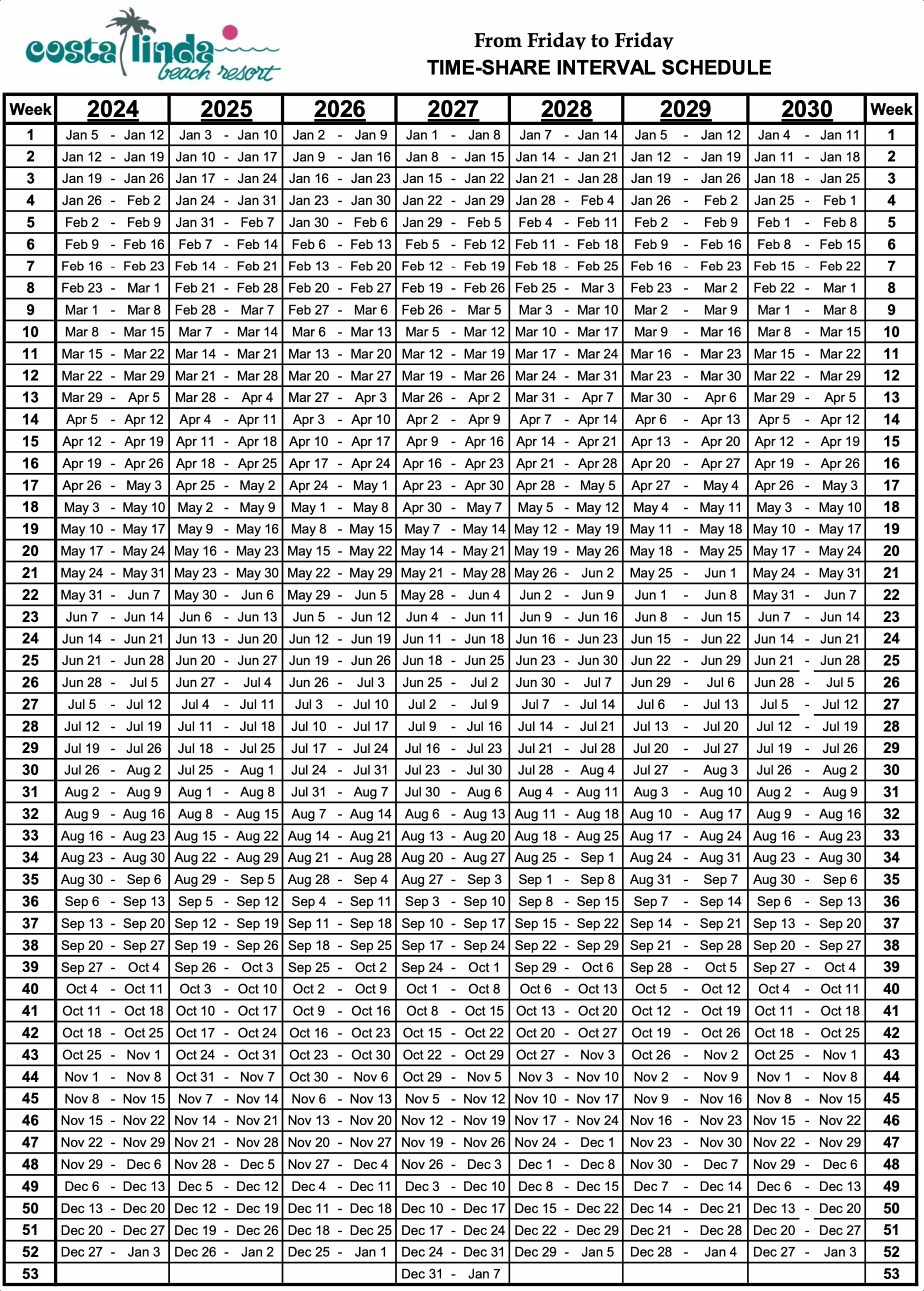 Rci Weeks Calendar 2026 Printable