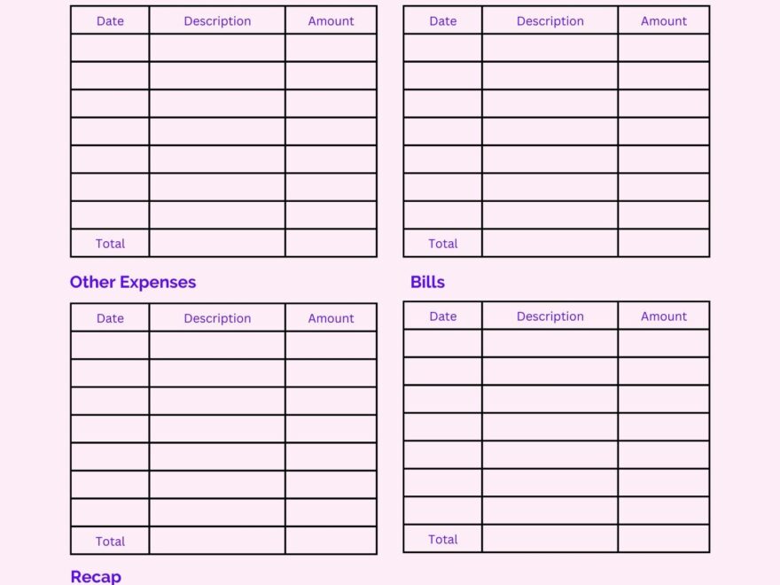 Simple Monthly Budget Printable Digital Download Pretty Buget Planner