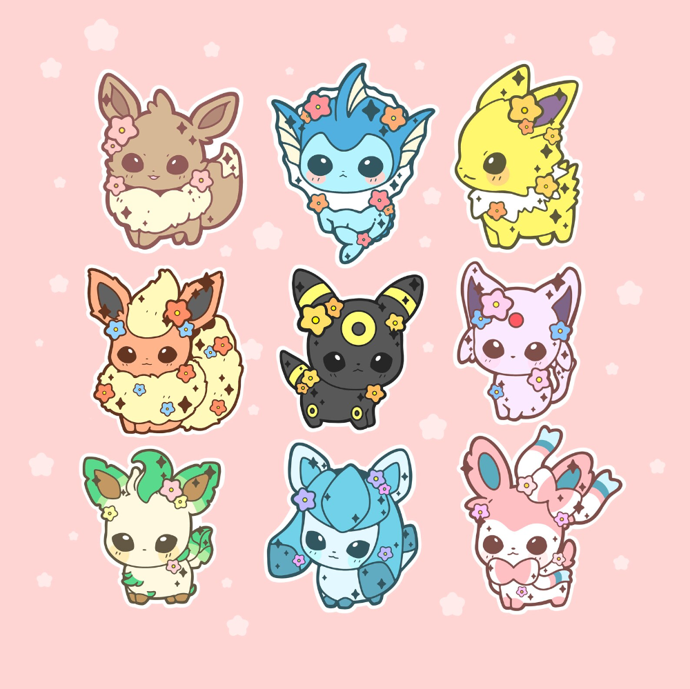 Stickers Cute And Kawaii Eeveelution Pokemon Stickers Eevee Etsy Artofit