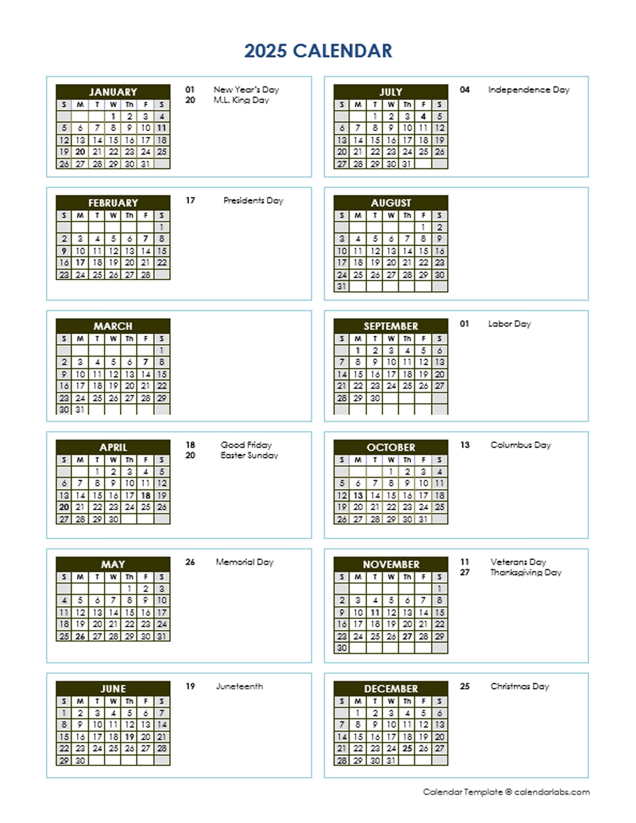 2026 Calendar Printable 11X17