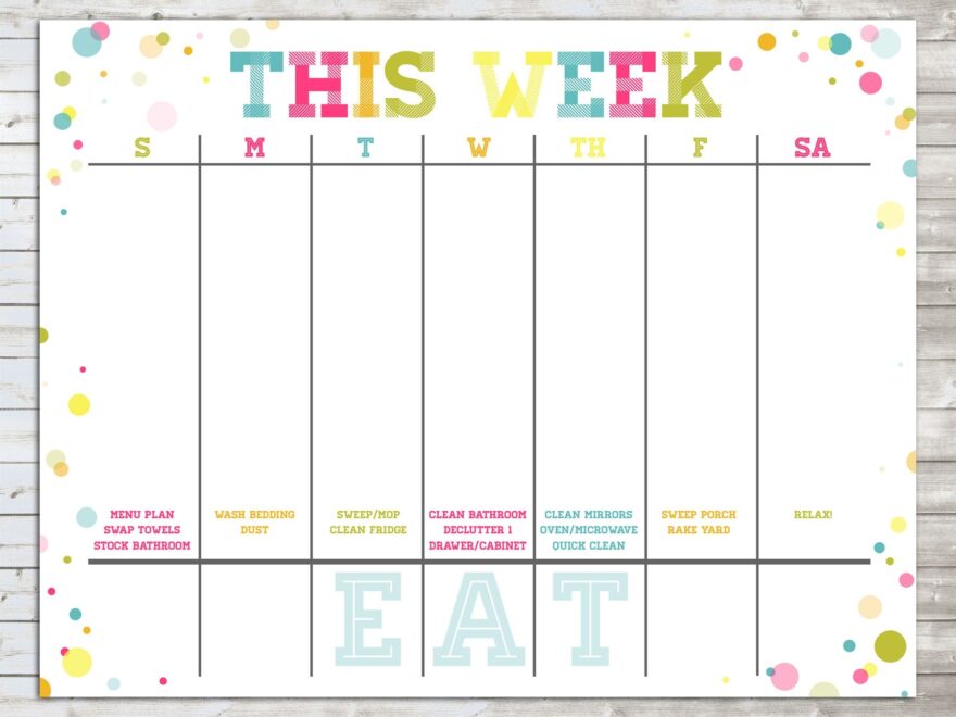 This Week Calendar With The Words Eat On It