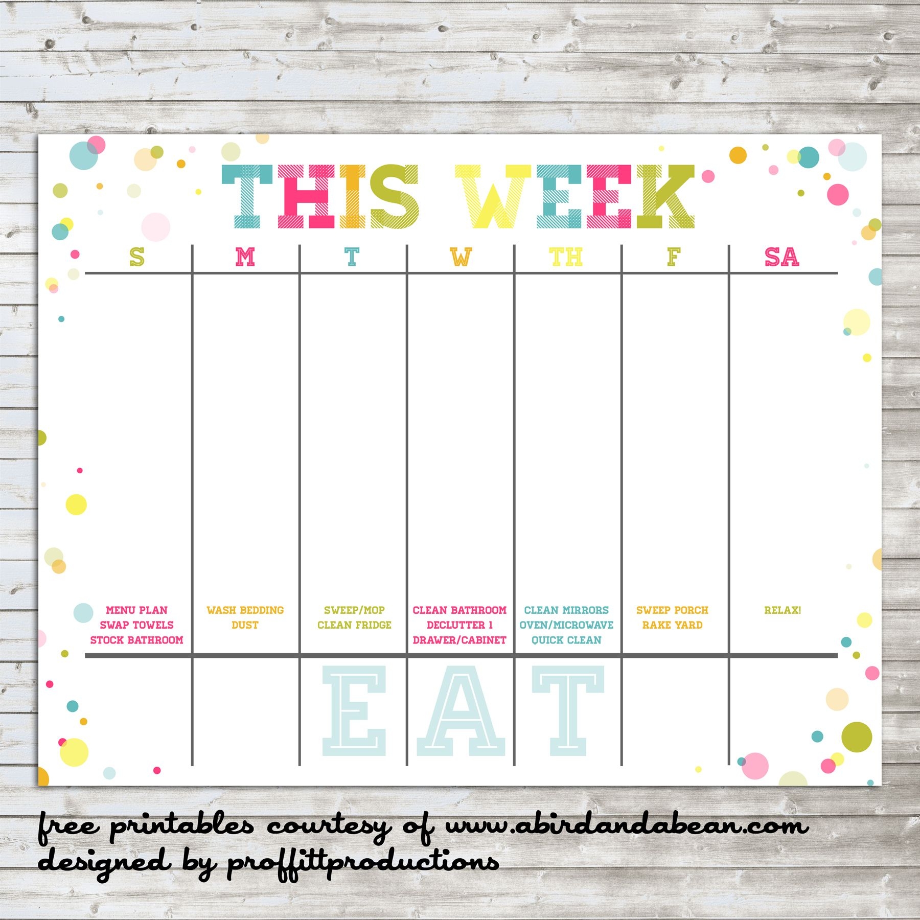 This Week Calendar With The Words Eat On It