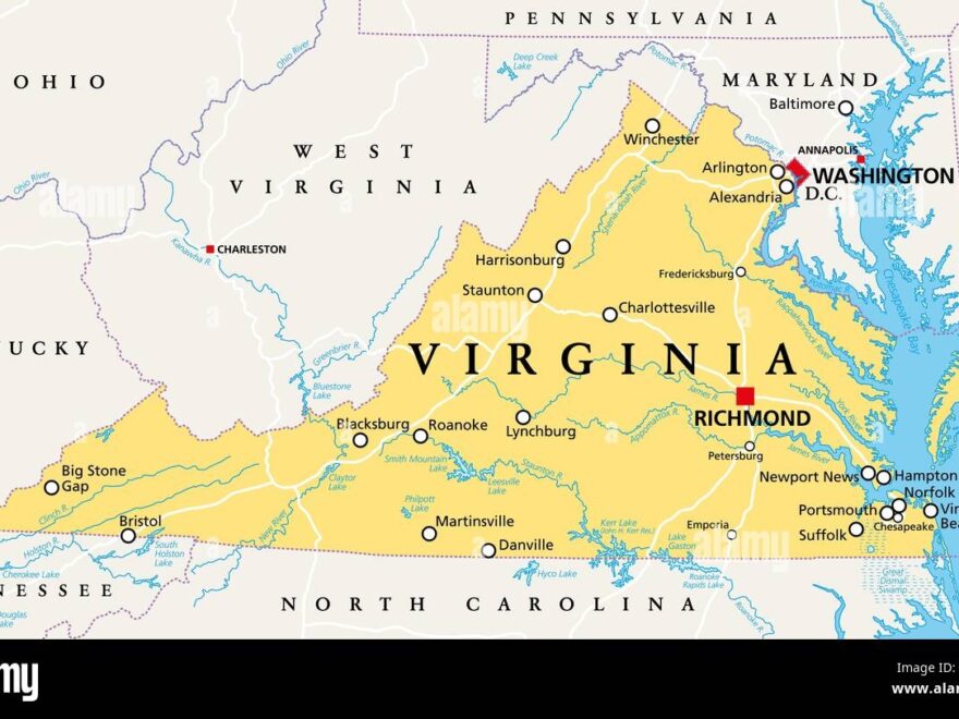 Virginia VA Politische Karte Commonwealth Of Virginia Staat Im