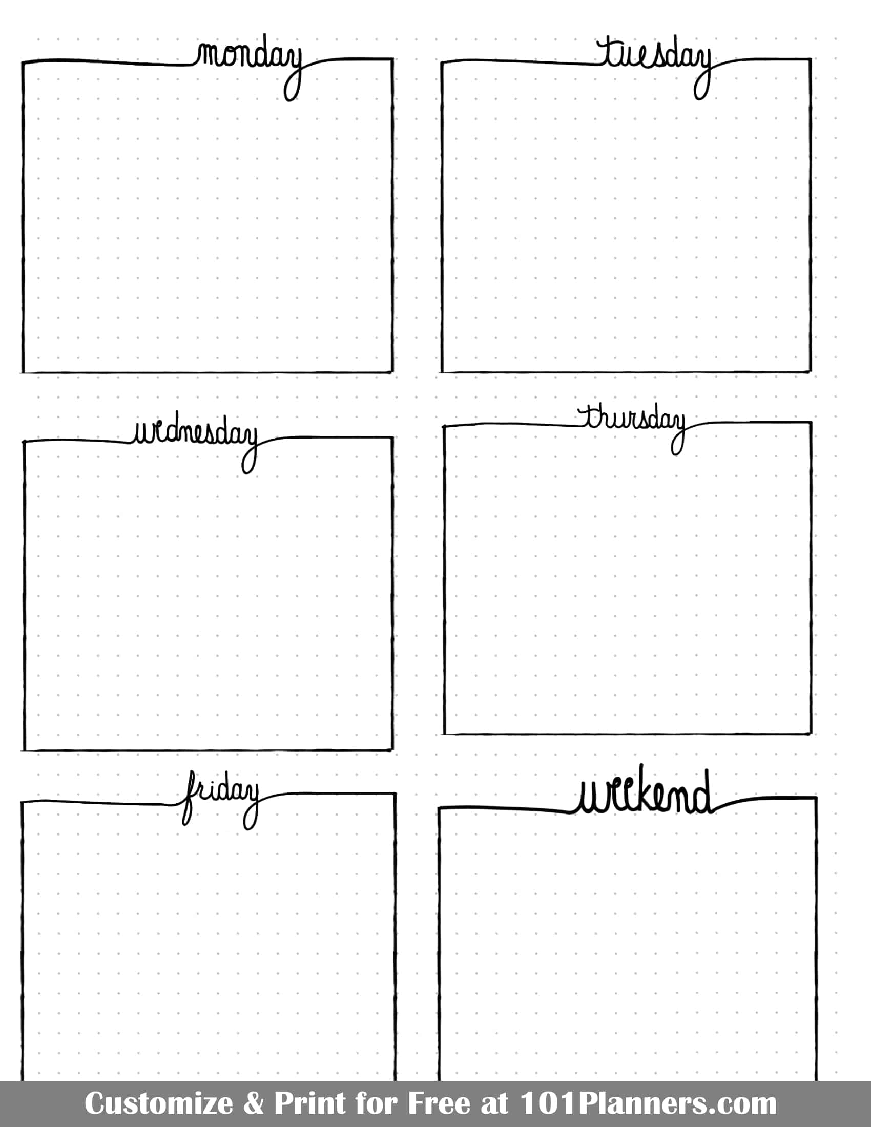 Bullet Journal Calendar Printable 2026