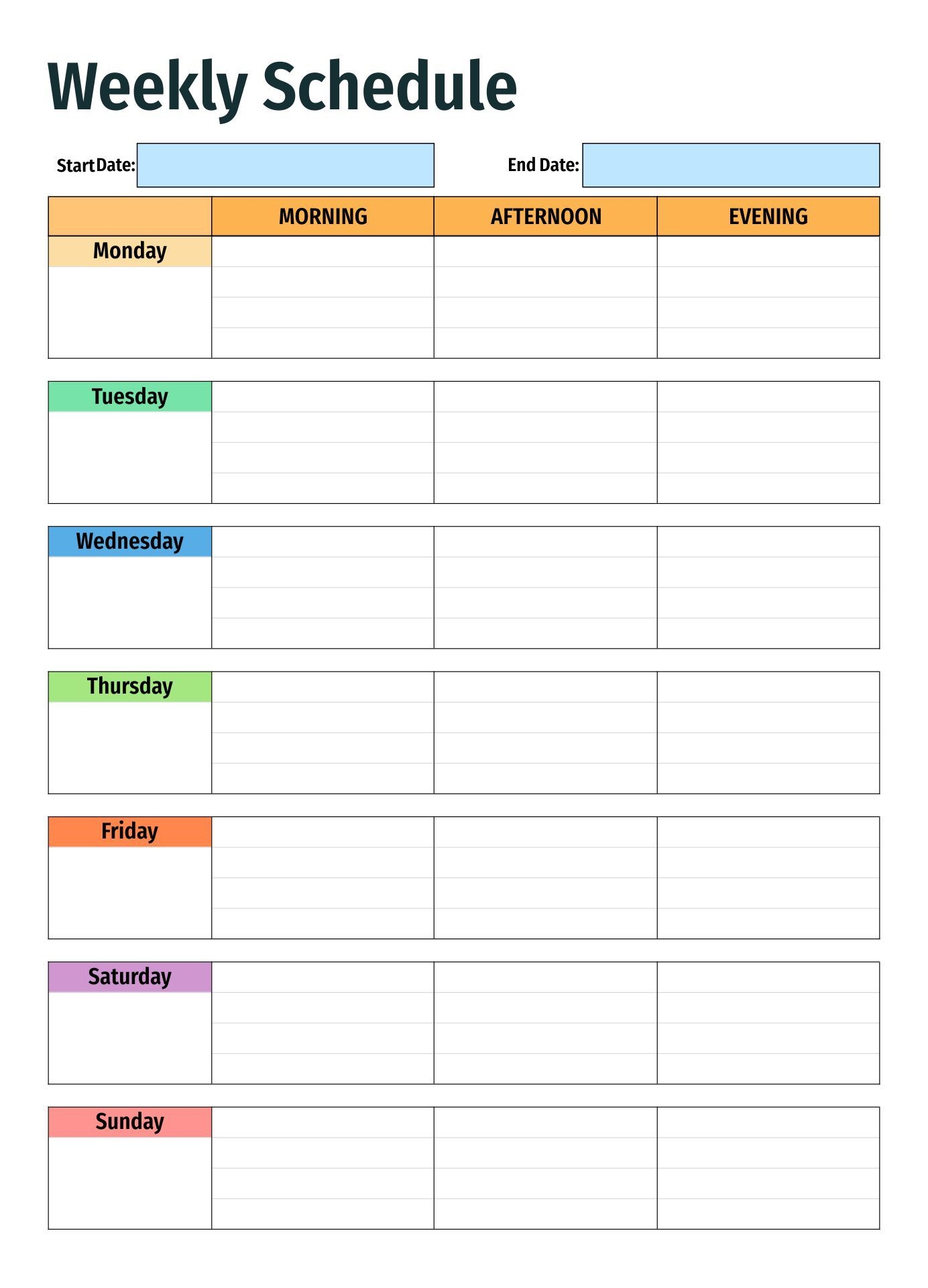 Weekly Calendar Template 2025 Lourdes Fortin