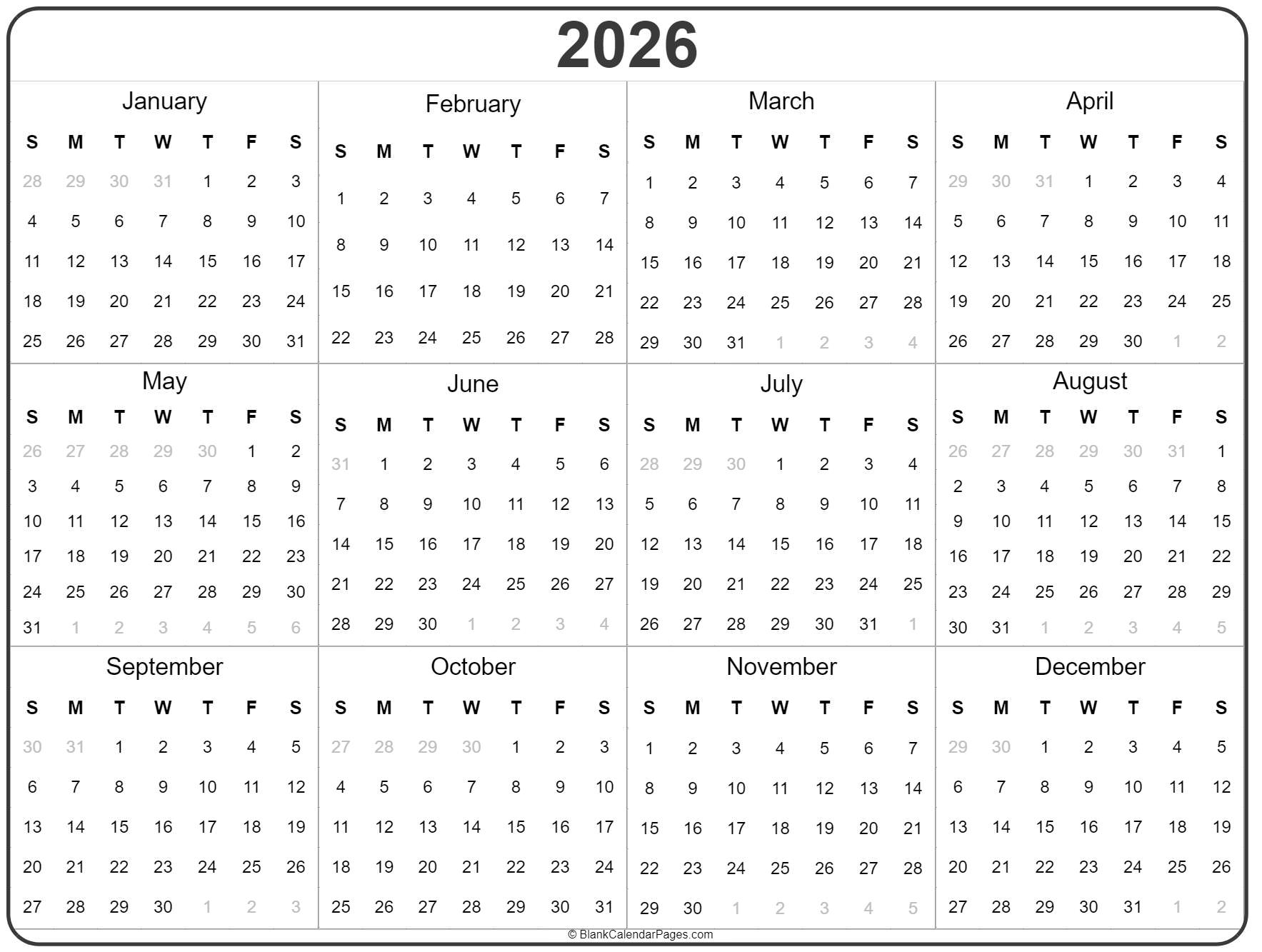 Yearly Calendar 2026 Tory Katalin